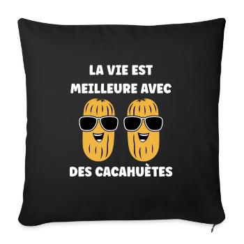 Cacahuètes Humour petite cacahuète - Housse de coussin décorative 45 x 45 cm - noir - Devant