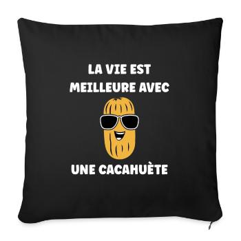 Cacahuètes Humour petite cacahuète - Housse de coussin décorative 45 x 45 cm - noir - Devant