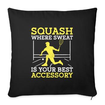 Joueur de squash Joueur de squash Joueur de tennis Raquetball Spor - Housse de coussin décorative 45 x 45 cm - noir - Devant