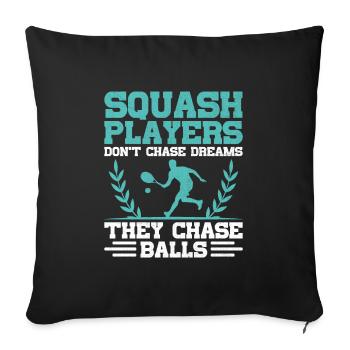 Joueur de squash Joueur de squash Joueur de tennis Raquetball Spor - Housse de coussin décorative 45 x 45 cm - noir - Devant