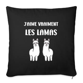 Humour mignon petit lama - Housse de coussin décorative 45 x 45 cm - noir - Devant