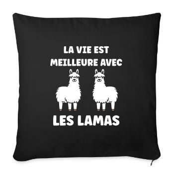 Humour mignon petit lama - Housse de coussin décorative 45 x 45 cm - noir - Devant