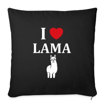 Humour mignon petit lama - Housse de coussin décorative 45 x 45 cm - noir - Devant