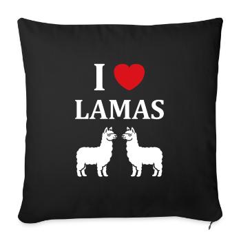 Humour mignon petit lama - Housse de coussin décorative 45 x 45 cm - noir - Devant