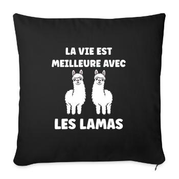 Humour mignon petit lama - Housse de coussin décorative 45 x 45 cm - noir - Devant