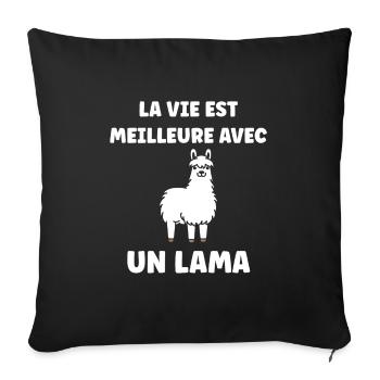 Humour mignon petit lama - Housse de coussin décorative 45 x 45 cm - noir - Devant