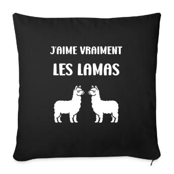 Humour mignon petit lama - Housse de coussin décorative 45 x 45 cm - noir - Devant