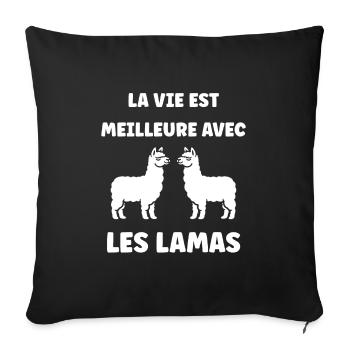 Humour mignon petit lama - Housse de coussin décorative 45 x 45 cm - noir - Devant