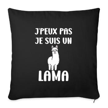 Humour mignon petit lama - Housse de coussin décorative 45 x 45 cm - noir - Devant