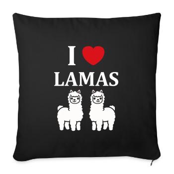 Humour mignon petit lama - Housse de coussin décorative 45 x 45 cm - noir - Devant