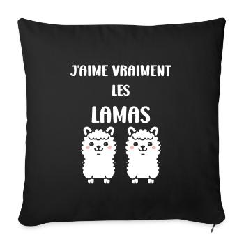 Humour mignon petit lama - Housse de coussin décorative 45 x 45 cm - noir - Devant