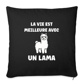 Humour mignon petit lama - Housse de coussin décorative 45 x 45 cm - noir - Devant