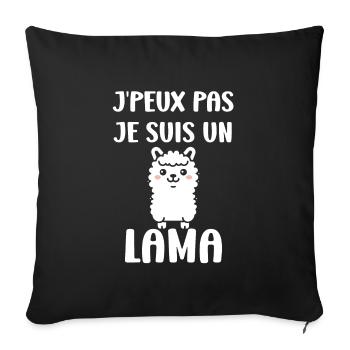 Humour mignon petit lama - Housse de coussin décorative 45 x 45 cm - noir - Devant