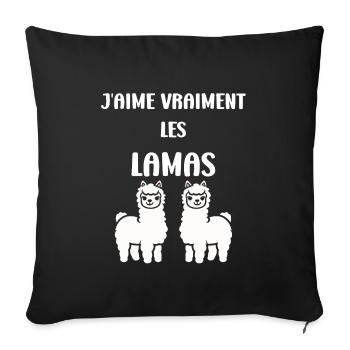 Humour mignon petit lama - Housse de coussin décorative 45 x 45 cm - noir - Devant