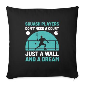 Joueur de squash Joueur de squash Joueur de tennis Raquetball Spor - Housse de coussin décorative 45 x 45 cm - noir - Devant