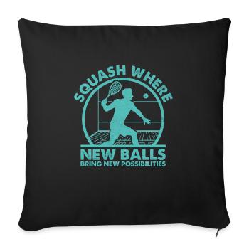 Joueur de squash Joueur de squash Joueur de tennis Raquetball Spor - Housse de coussin décorative 45 x 45 cm - noir - Devant