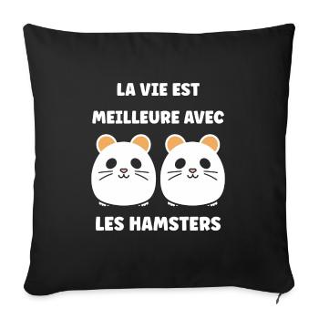 Mignon Humour petit hamster - Housse de coussin décorative 45 x 45 cm - noir - Devant
