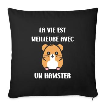 Mignon Humour petit hamster - Housse de coussin décorative 45 x 45 cm - noir - Devant