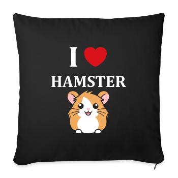 Mignon Humour petit hamster - Housse de coussin décorative 45 x 45 cm - noir - Devant