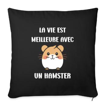 Mignon Humour petit hamster - Housse de coussin décorative 45 x 45 cm - noir - Devant