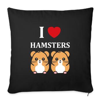 Mignon Humour petit hamster - Housse de coussin décorative 45 x 45 cm - noir - Devant