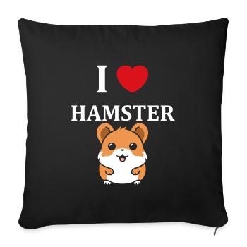 Mignon Humour petit hamster - Housse de coussin décorative 45 x 45 cm - noir - Devant