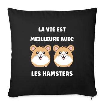 Mignon Humour petit hamster - Housse de coussin décorative 45 x 45 cm - noir - Devant