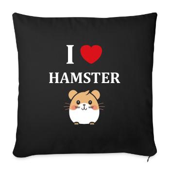 Mignon Humour petit hamster - Housse de coussin décorative 45 x 45 cm - noir - Devant