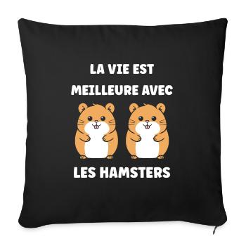 Mignon Humour petit hamster - Housse de coussin décorative 45 x 45 cm - noir - Devant