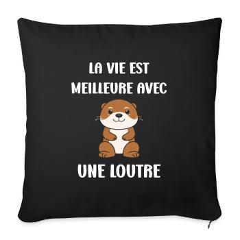 Humour petite loutre - Housse de coussin décorative 45 x 45 cm - noir - Devant