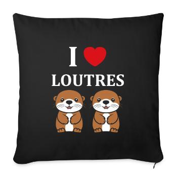 Humour petite loutre - Housse de coussin décorative 45 x 45 cm - noir - Devant
