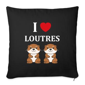 Humour petite loutre - Housse de coussin décorative 45 x 45 cm - noir - Devant