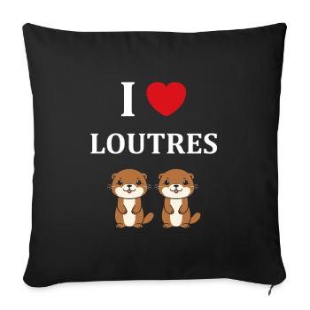 Humour petite loutre - Housse de coussin décorative 45 x 45 cm - noir - Devant