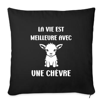 Citation humour petite chèvre - Housse de coussin décorative 45 x 45 cm - noir - Devant