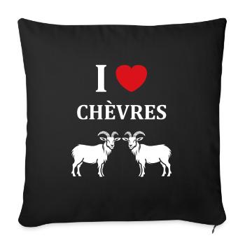 Citation humour petite chèvre - Housse de coussin décorative 45 x 45 cm - noir - Devant