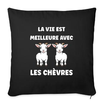 Citation humour petite chèvre - Housse de coussin décorative 45 x 45 cm - noir - Devant