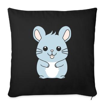 Petit chinchilla mignon - Housse de coussin décorative 45 x 45 cm - noir - Devant