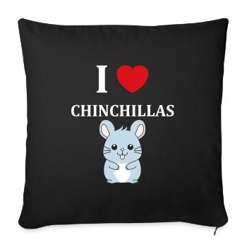 Petit chinchilla mignon - Housse de coussin décorative 45 x 45 cm - noir - Devant