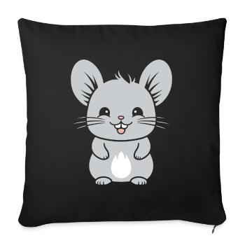 Petit chinchilla mignon - Housse de coussin décorative 45 x 45 cm - noir - Devant