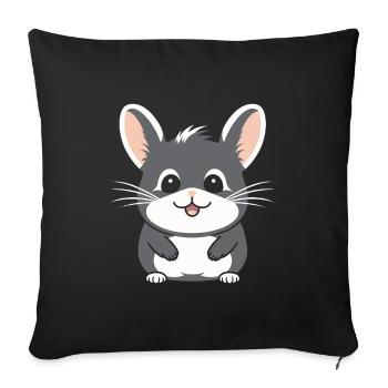 Petit chinchilla mignon - Housse de coussin décorative 45 x 45 cm - noir - Devant
