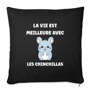 Petit chinchilla mignon - Housse de coussin décorative 45 x 45 cm - noir - Devant