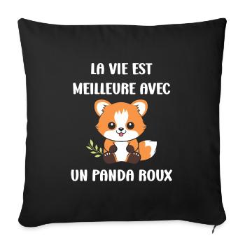 Renard amour Petit panda roux - Housse de coussin décorative 45 x 45 cm - noir - Devant