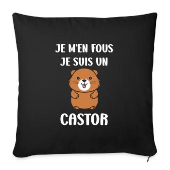 Humour petit castor - Housse de coussin décorative 45 x 45 cm - noir - Devant