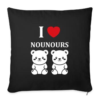 Ours en peluche petit nounours - Housse de coussin décorative 45 x 45 cm - noir - Devant