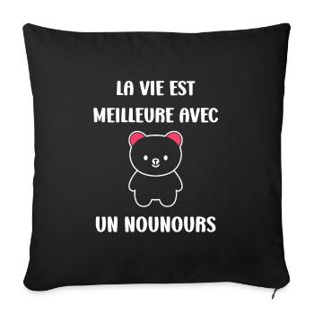 Ours en peluche petit nounours - Housse de coussin décorative 45 x 45 cm - noir - Devant