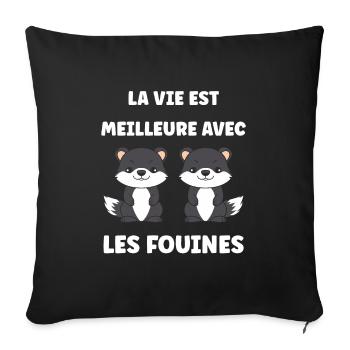 Humour petite fouine - Housse de coussin décorative 45 x 45 cm - noir - Devant