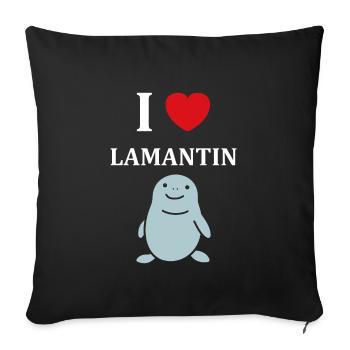 Drôle bébé minimaliste simple petit lamantin - Housse de coussin décorative 45 x 45 cm - noir - Devant