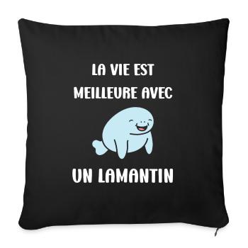 Drôle bébé minimaliste simple petit lamantin - Housse de coussin décorative 45 x 45 cm - noir - Devant