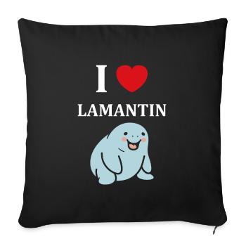 Drôle bébé minimaliste simple petit lamantin - Housse de coussin décorative 45 x 45 cm - noir - Devant