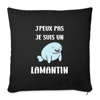Drôle bébé minimaliste simple petit lamantin - Housse de coussin décorative 45 x 45 cm - noir - Devant